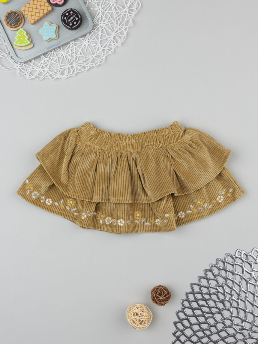 βρεφική φούστα κοτλέ καφέ με λουλούδια για κορίτσι - Prénatal