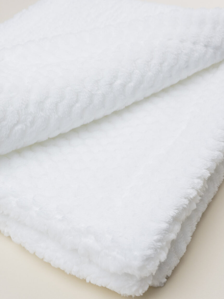 βρεφική σενίλ κουβέρτα λευκή με γουνάκι unisex - Prénatal
