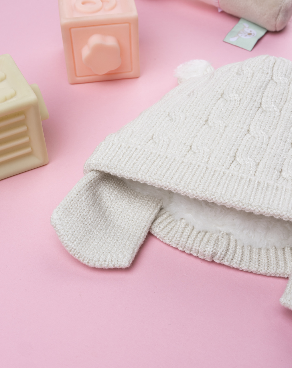 βρεφικό σκουφάκι πλεκτό μπεζ για αγόρι - Prénatal