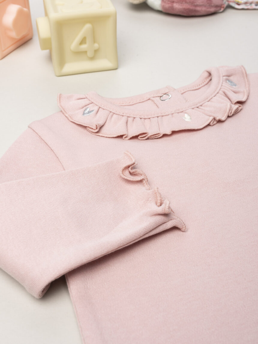 βρεφική μπλούζα ροζ με βολάν για κορίτσι - Prénatal