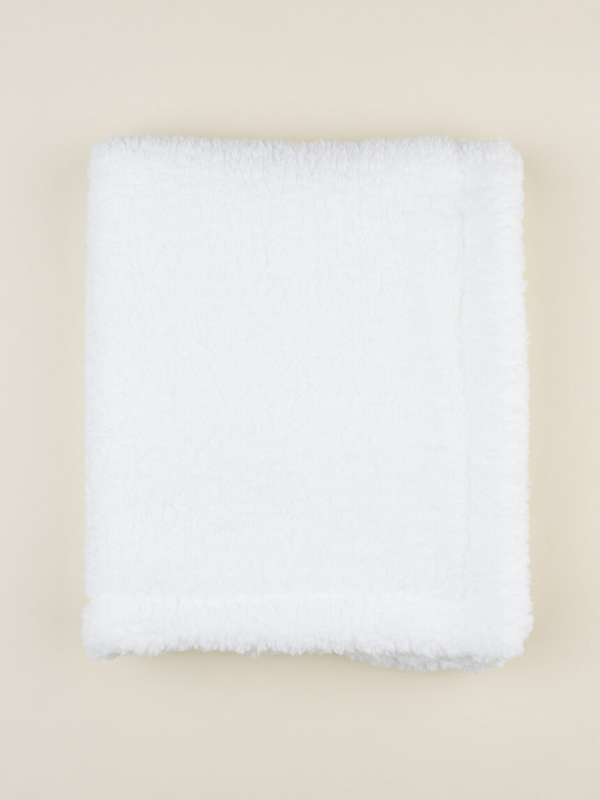 βρεφική σενίλ κουβέρτα λευκή με γουνάκι unisex - Prénatal