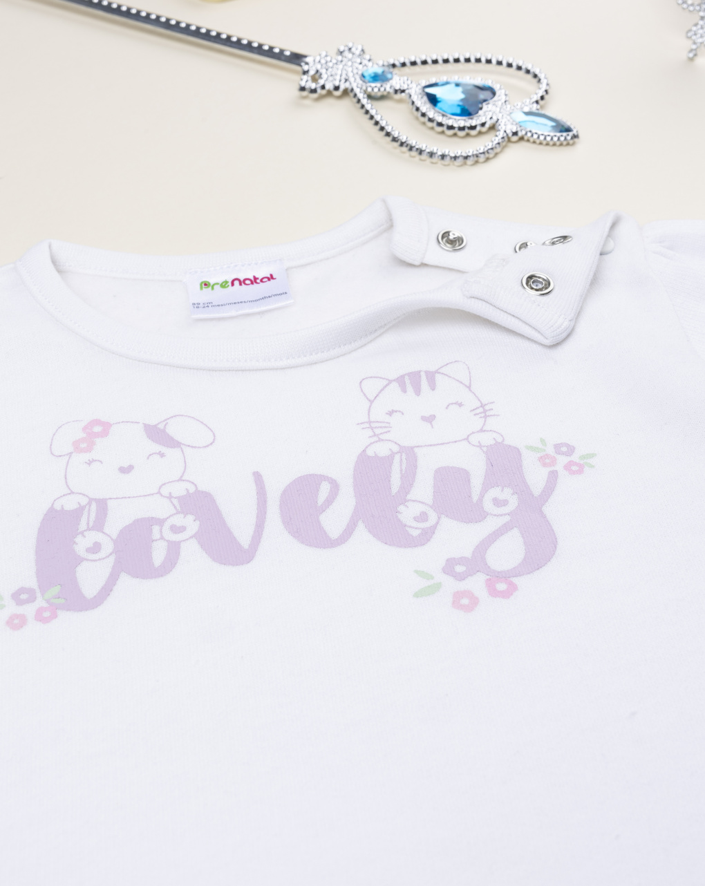 βρεφική πιτζάμα λευκή/λιλά lovely για κορίτσι - Prénatal