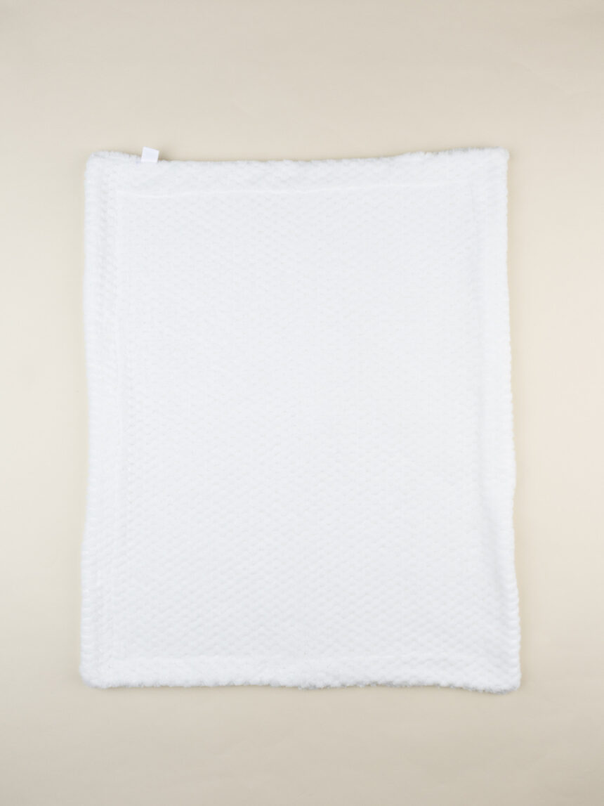 βρεφική σενίλ κουβέρτα λευκή με γουνάκι unisex - Prénatal