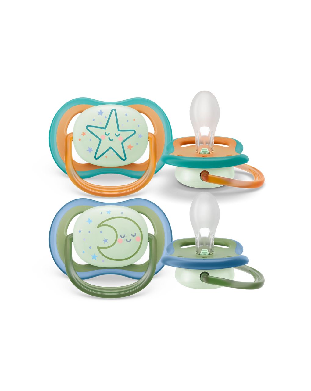 Philips avent ultra air night πιπίλες σιλικόνης 2τμχ 18m+ scf376/23