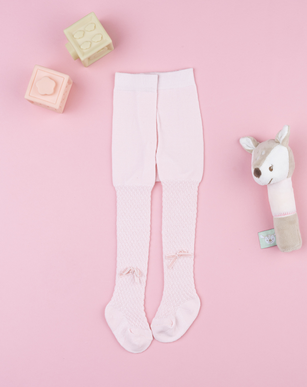 βρεφικό καλσόν ροζ με φιογκάκι για κορίτσι