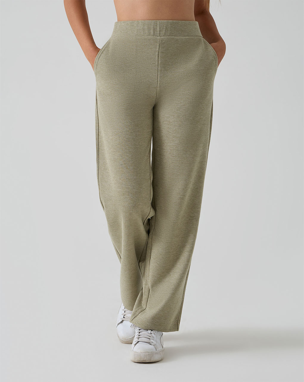 γυναικείο παντελόνι πλεκτό εγκυμοσύνης palazzo λαδί - Prénatal