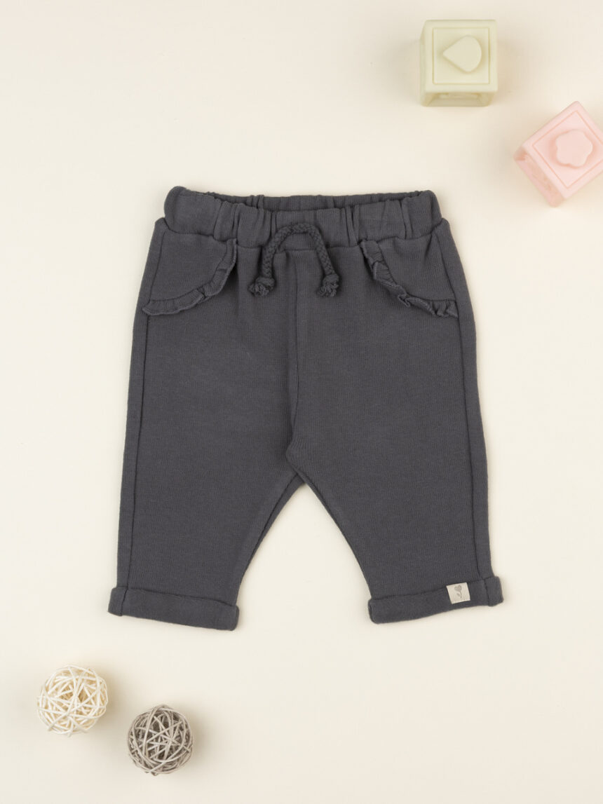 βρεφικό παντελόνι γκρι με βολάν για κορίτσι - Prénatal