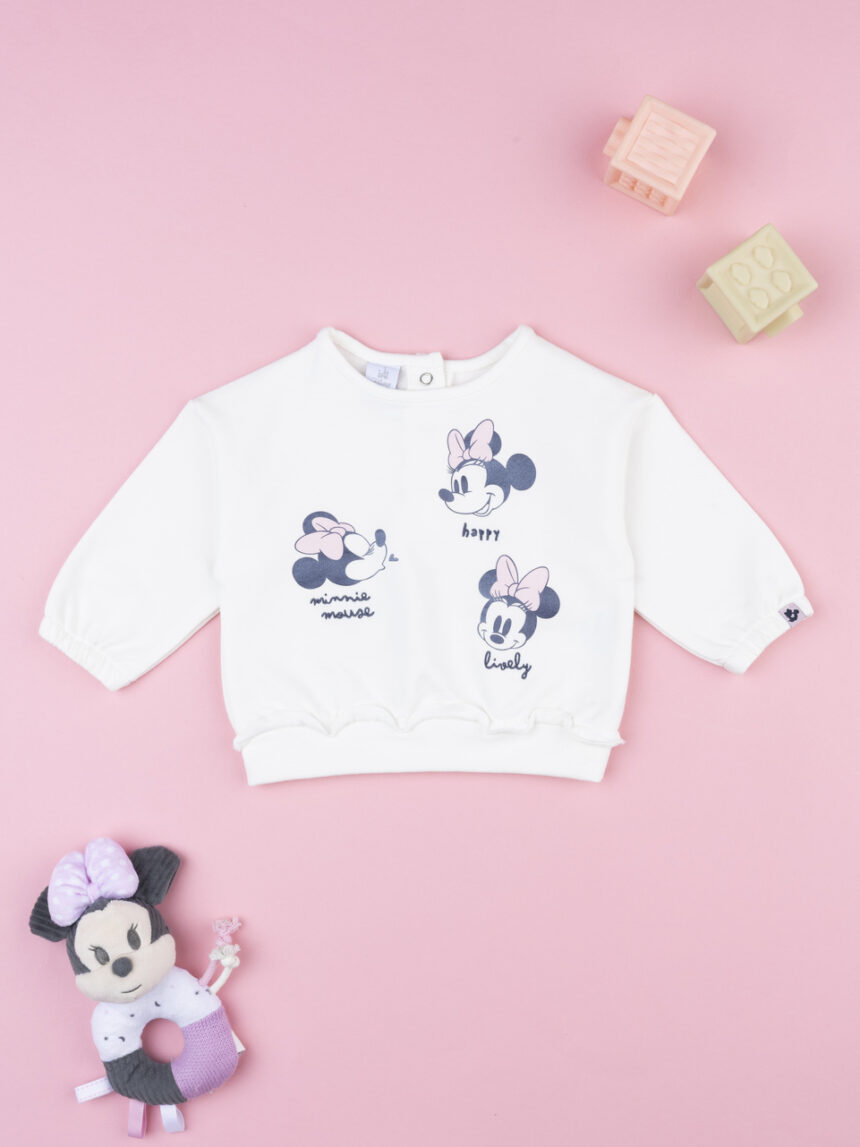 βρεφική μπλούζα φούτερ λευκή minnie για κορίτσι - Prénatal