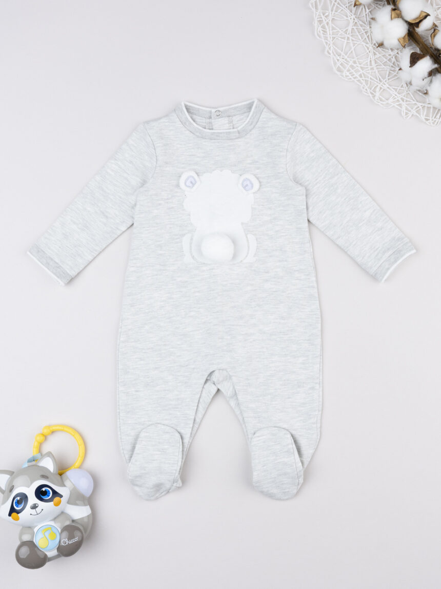 βρεφικό φορμάκι γκρι με αρκουδάκι για αγόρι - Prénatal