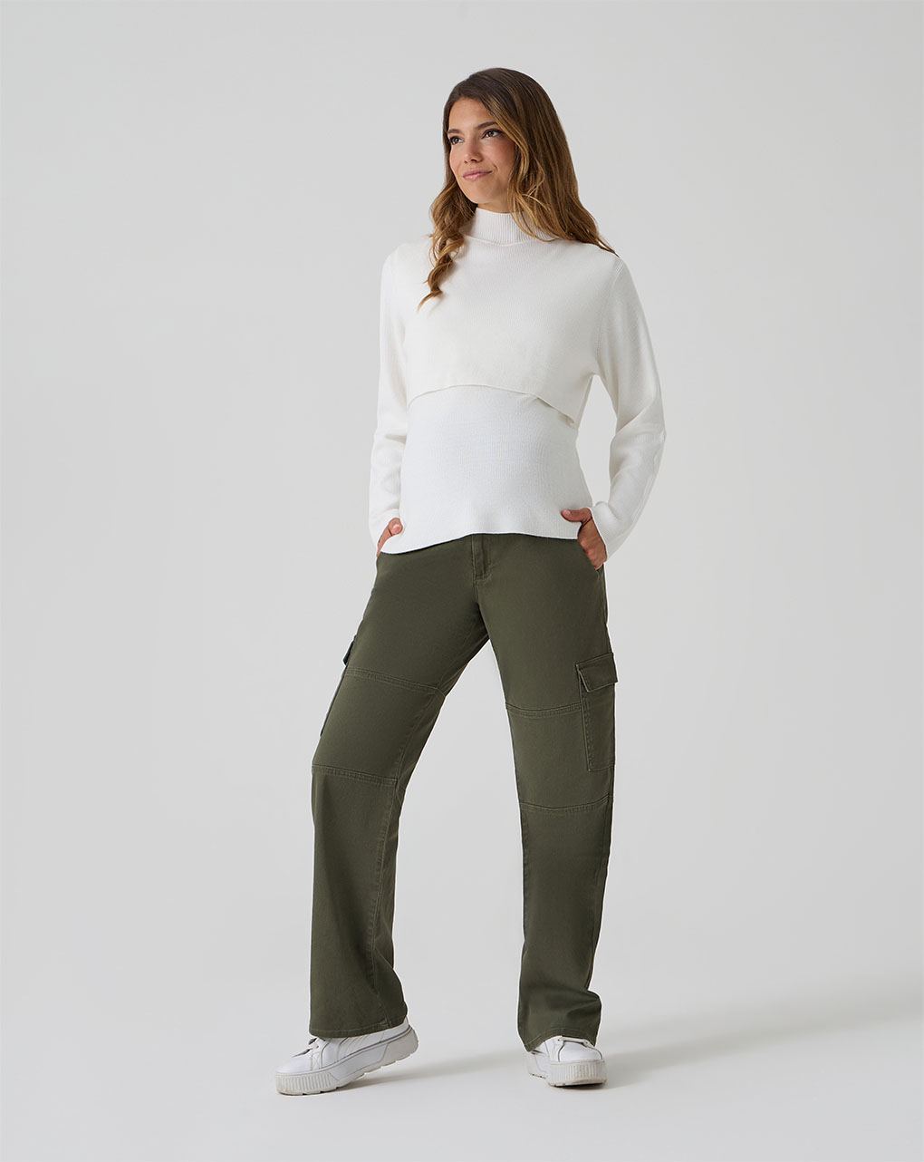 γυναικείο πουλόβερ εγκυμοσύνης/θηλασμού λευκό