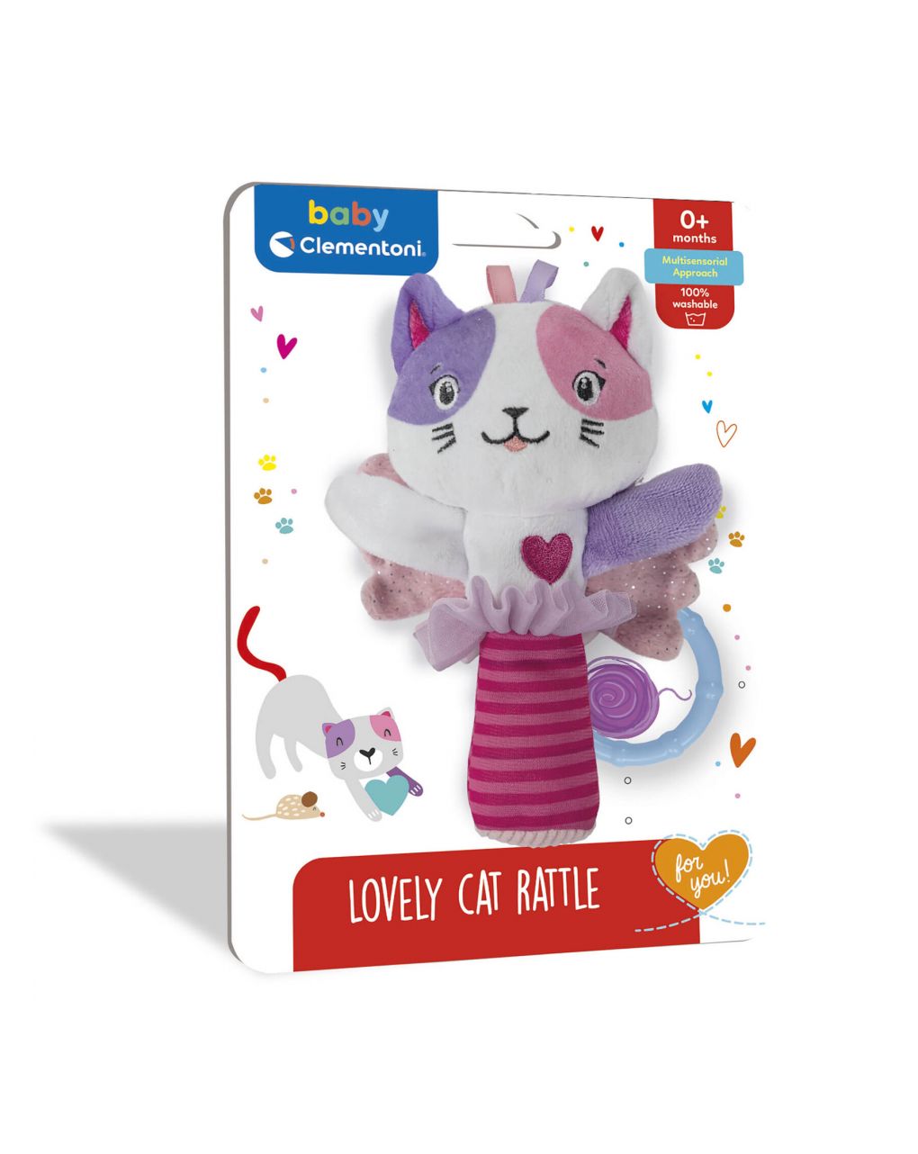 Baby clementoni for you βρεφική κουδουνίστρα μαλακή γατούλα 0m+ lovely cat rattle 1000-17784 - BABY CLEMENTONI