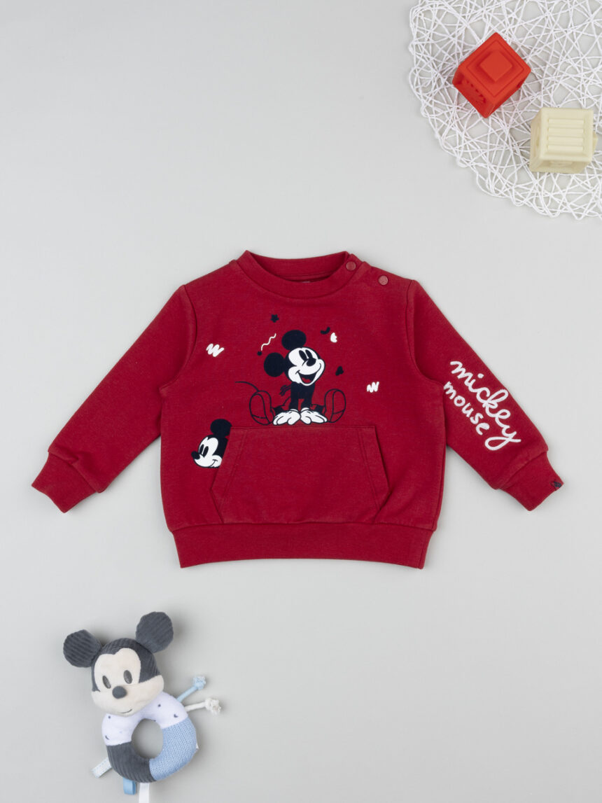 βρεφική μπλούζα φούτερ μπορντώ mickey για αγόρι - Prénatal