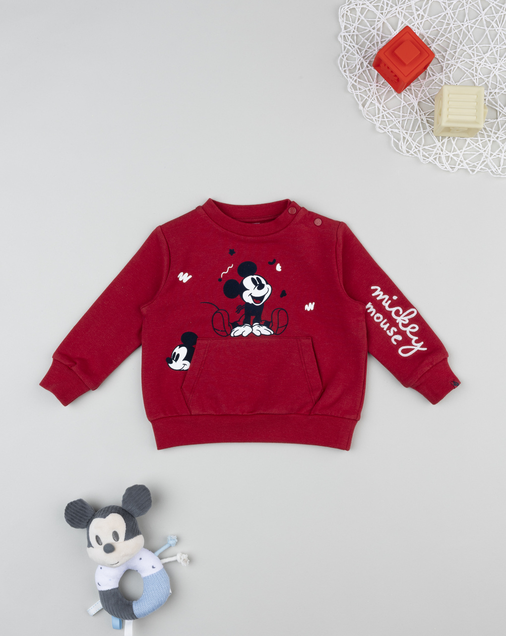 βρεφική μπλούζα φούτερ μπορντώ mickey για αγόρι