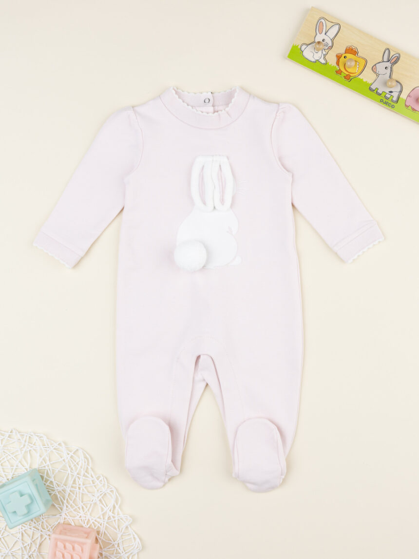 βρεφικό φορμάκι ροζ με λαγουδάκι για κορίτσι - Prénatal