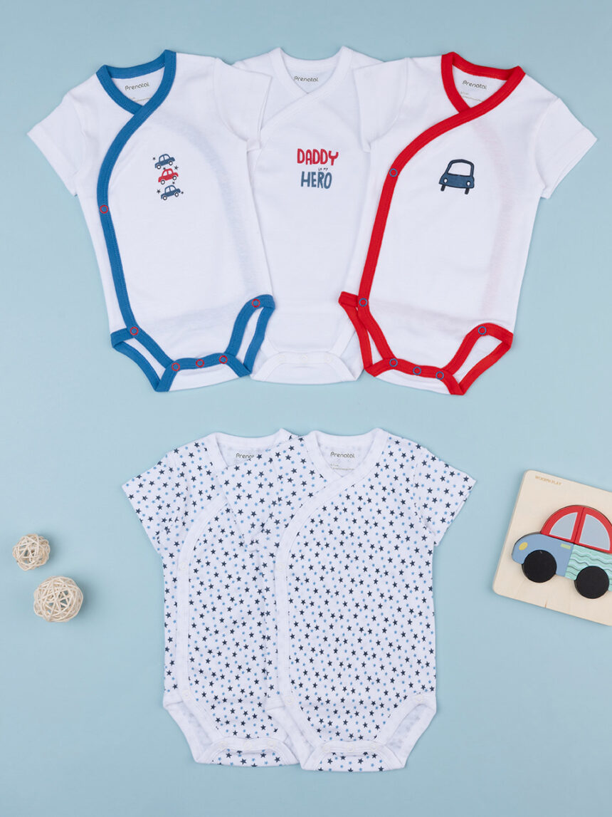 βρεφικά κορμάκια πακέτο x5 με αυτοκίνητα για αγόρι - Prénatal