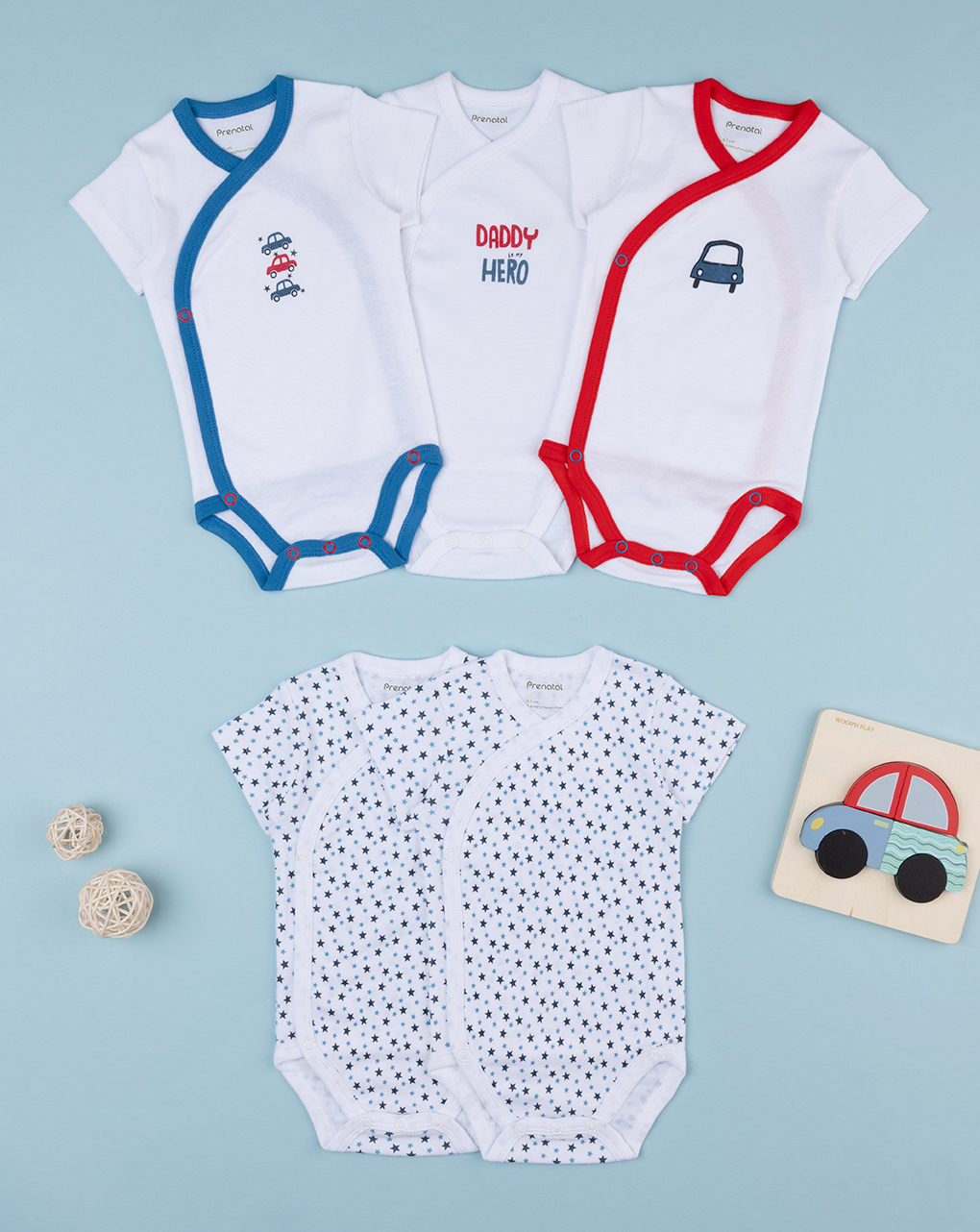 βρεφικά κορμάκια πακέτο x5 με αυτοκίνητα για αγόρι