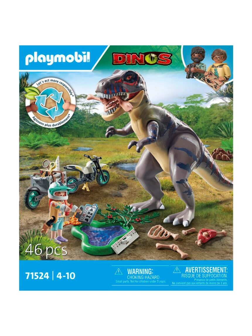 Playmobil dinos t-rex και εξερευνητής με μοτοσικλέτα 71524 - Playmobil