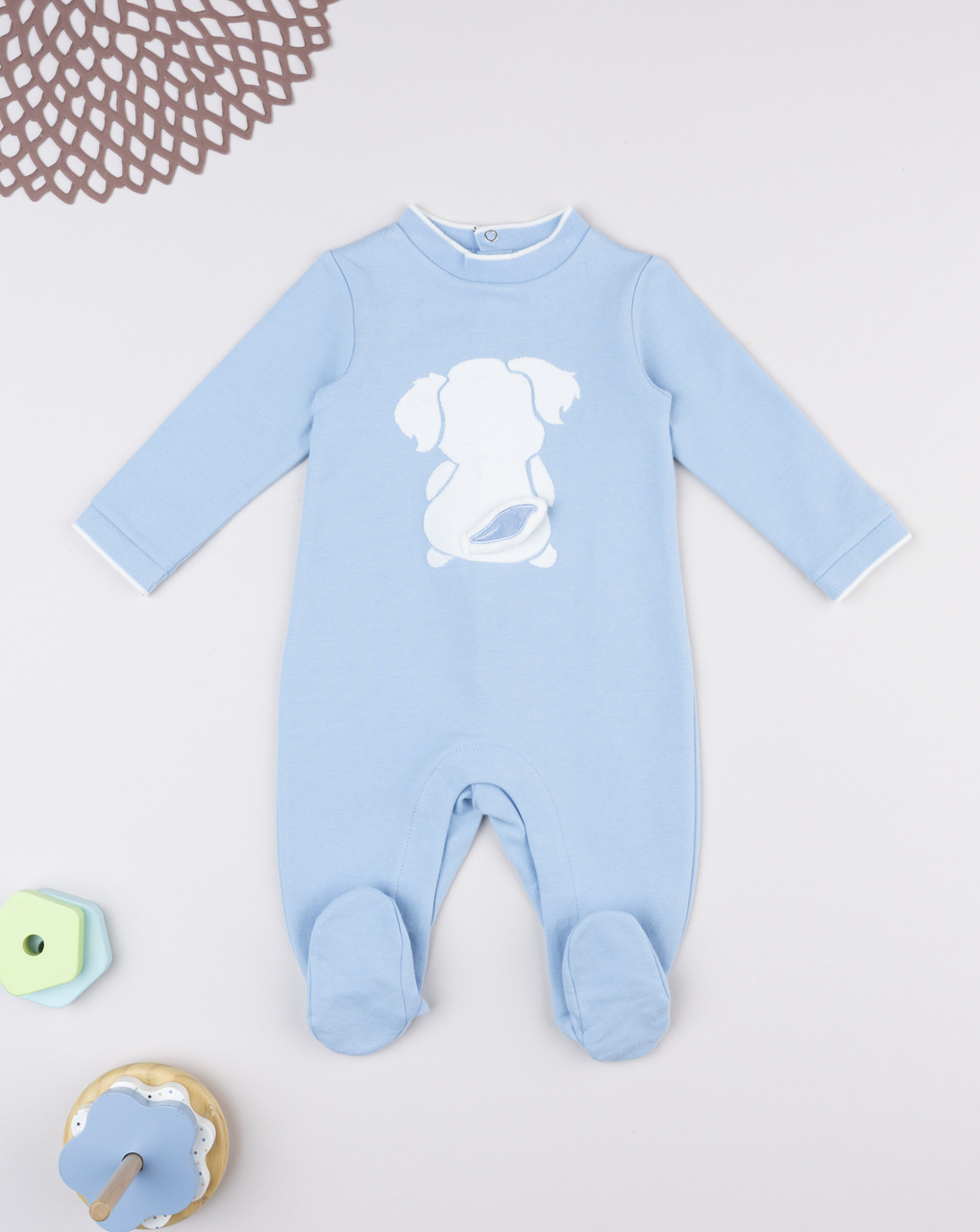 βρεφικό φορμάκι γαλάζιο με σκυλάκι για αγόρι - Prénatal
