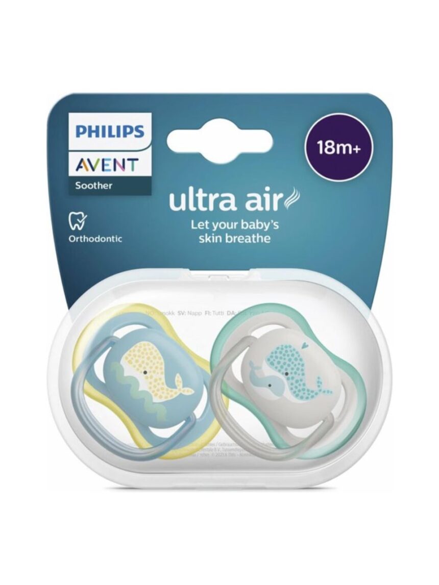 Philips avent ultra air silicone πιπίλες σιλικόνης 2τμχ 18m+ grey/blue scf349/24 - Philips Avent