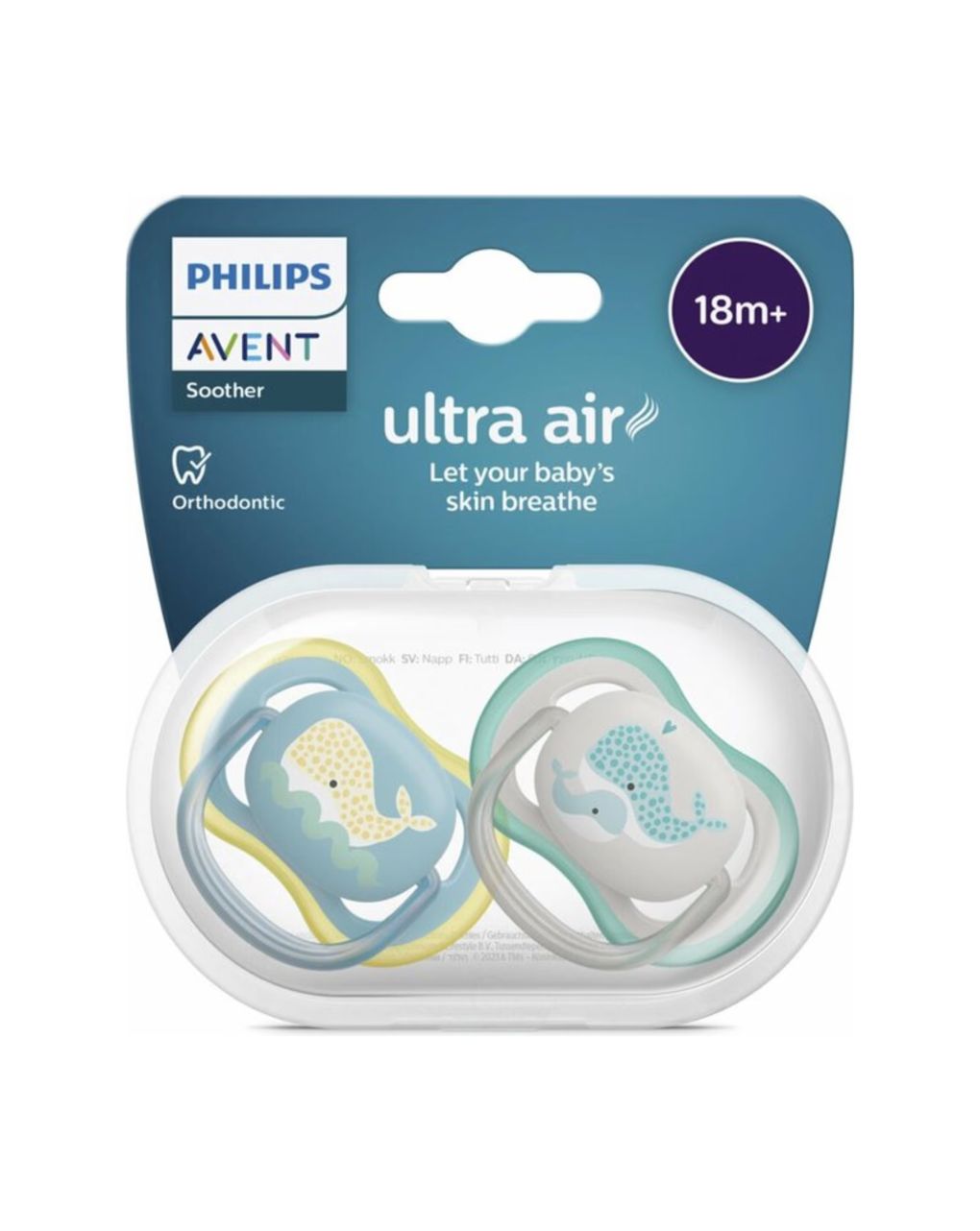 Philips avent ultra air silicone πιπίλες σιλικόνης 2τμχ 18m+ grey/blue scf349/24 - Philips Avent
