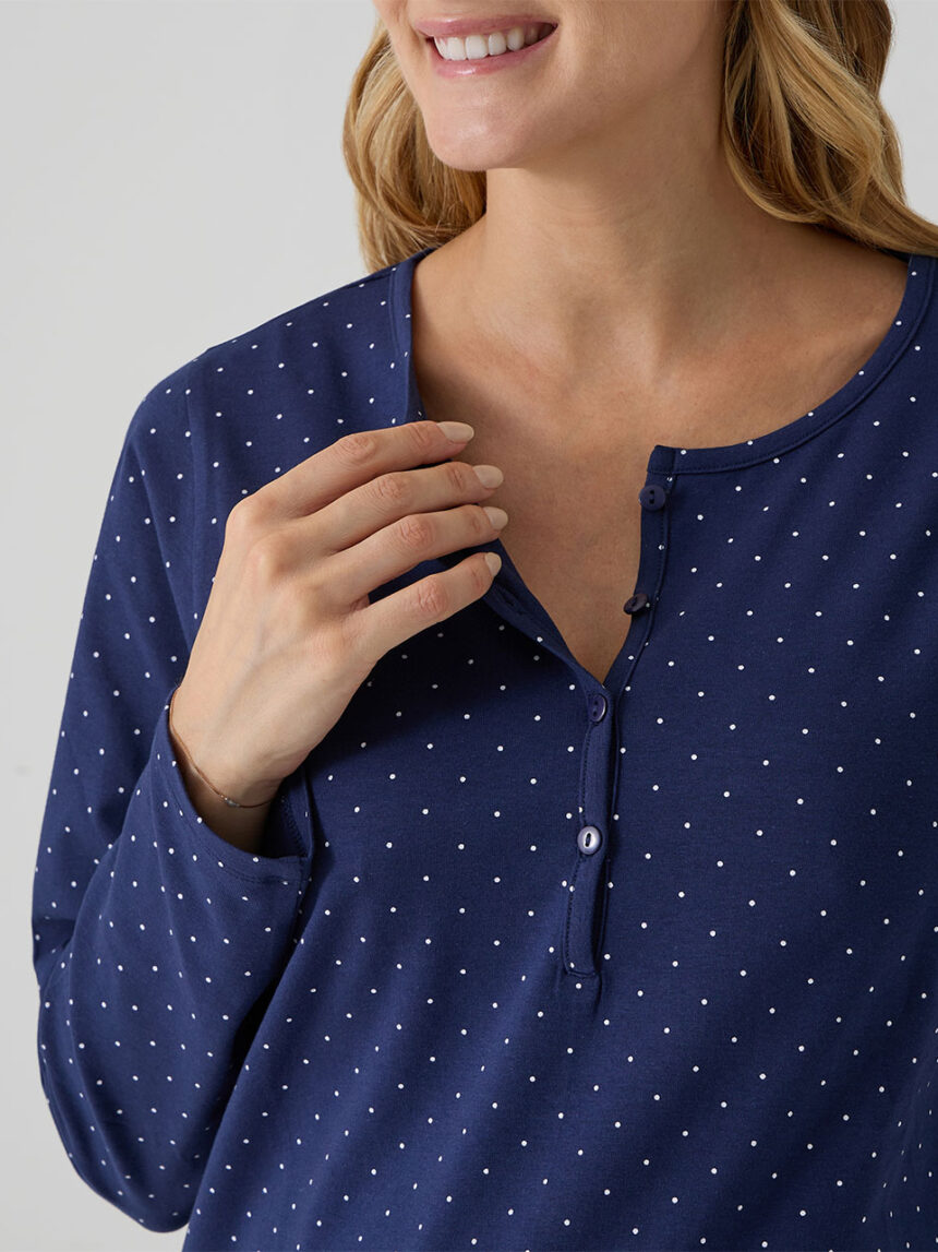 γυναικεία πιτζάμα εγκυμοσύνης/θηλασμού μπλε πουά - Prénatal