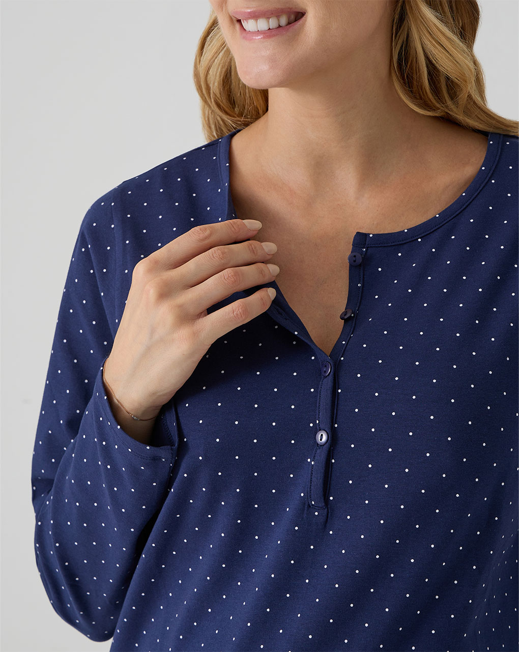 γυναικεία πιτζάμα εγκυμοσύνης/θηλασμού μπλε πουά - Prénatal