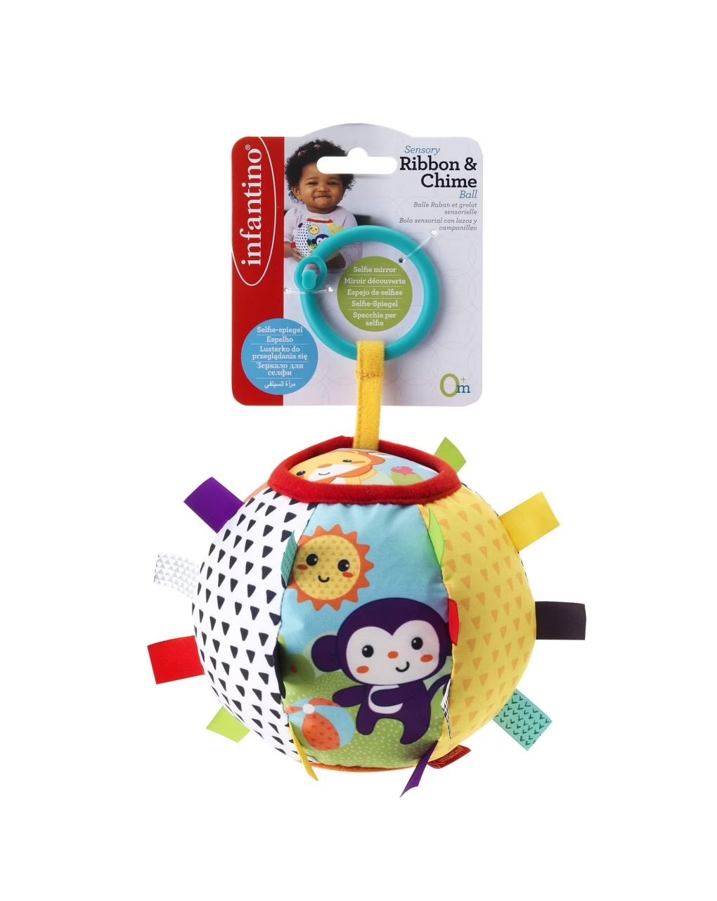 Infantino κρεμαστή μπάλα sensory ribbon & chime ball b-315109-00