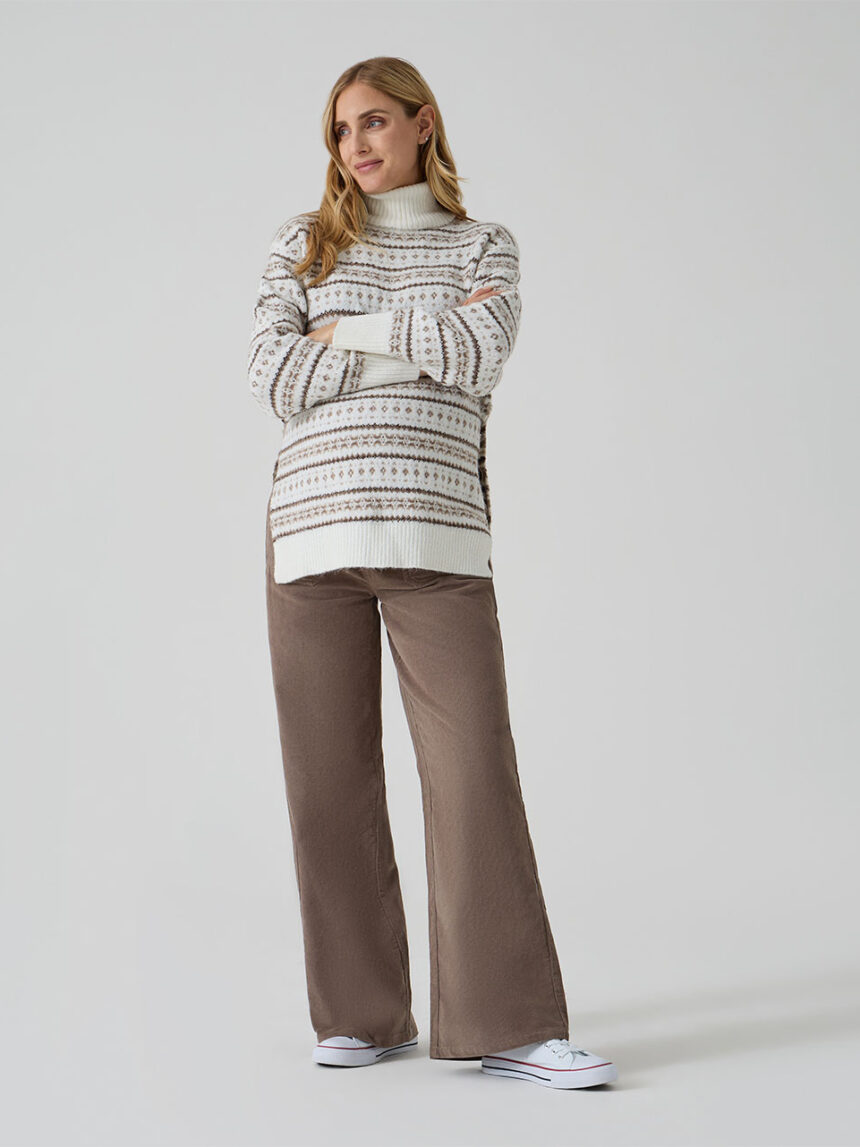 γυναικείο παντελόνι εγκυμοσύνης βελουτέ καφέ - Prénatal