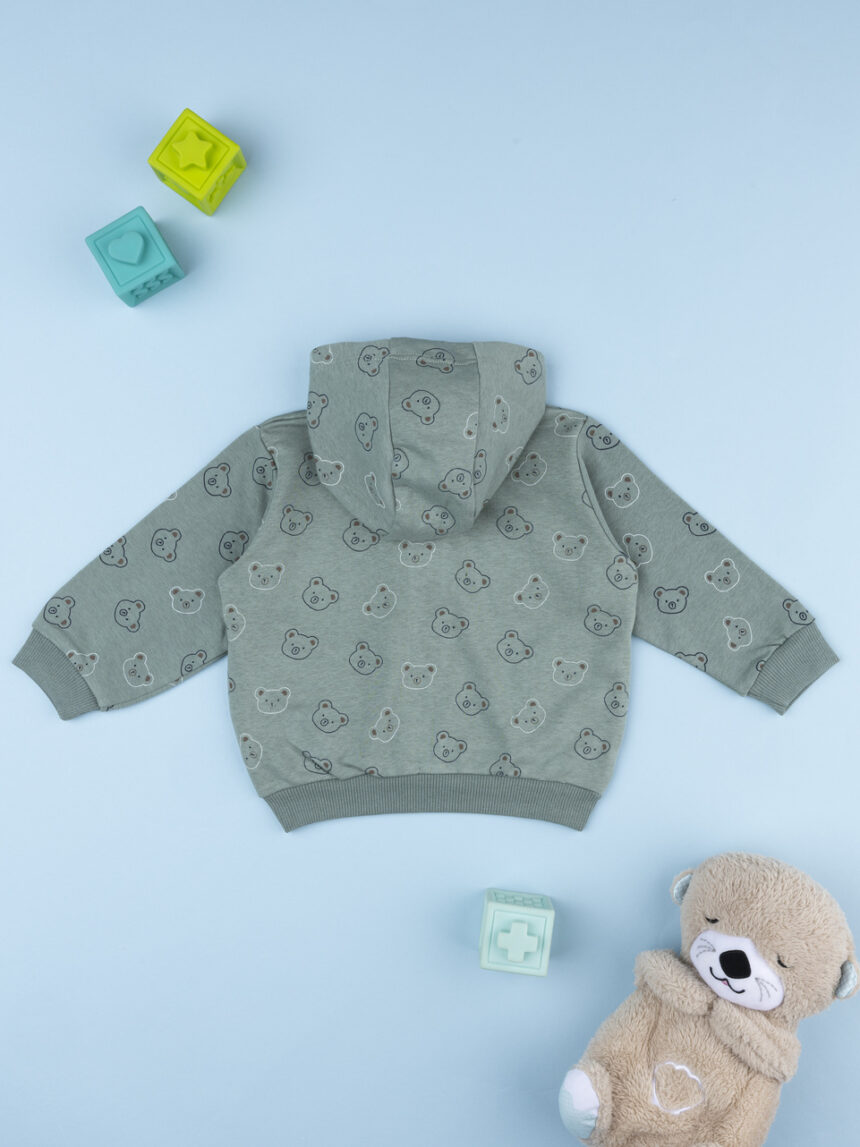 βρεφική ζακέτα φούτερ λαδί με αρκουδάκια για αγόρι - Prénatal