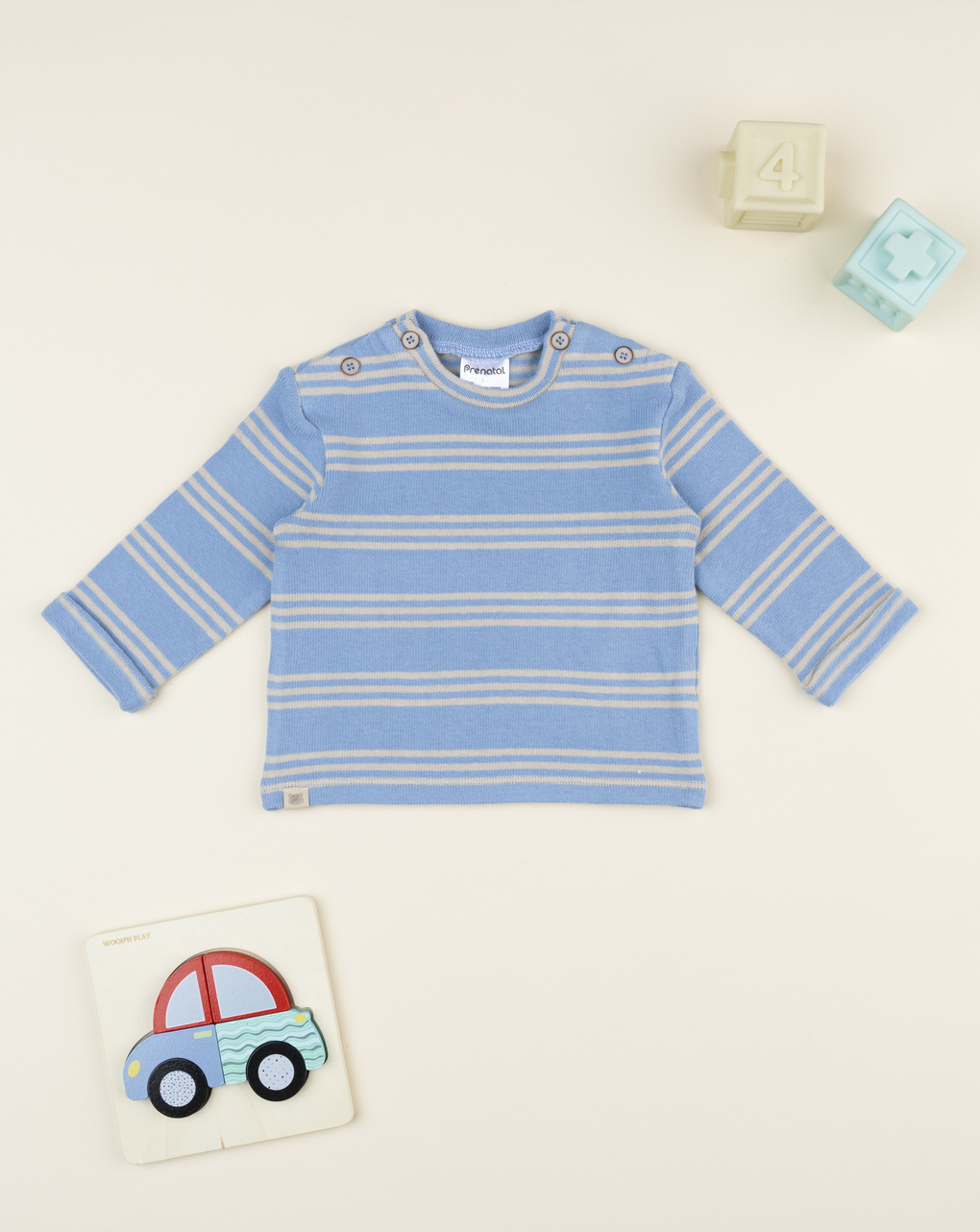 βρεφική μπλούζα πλεκτή γαλάζια ριγέ για αγόρι