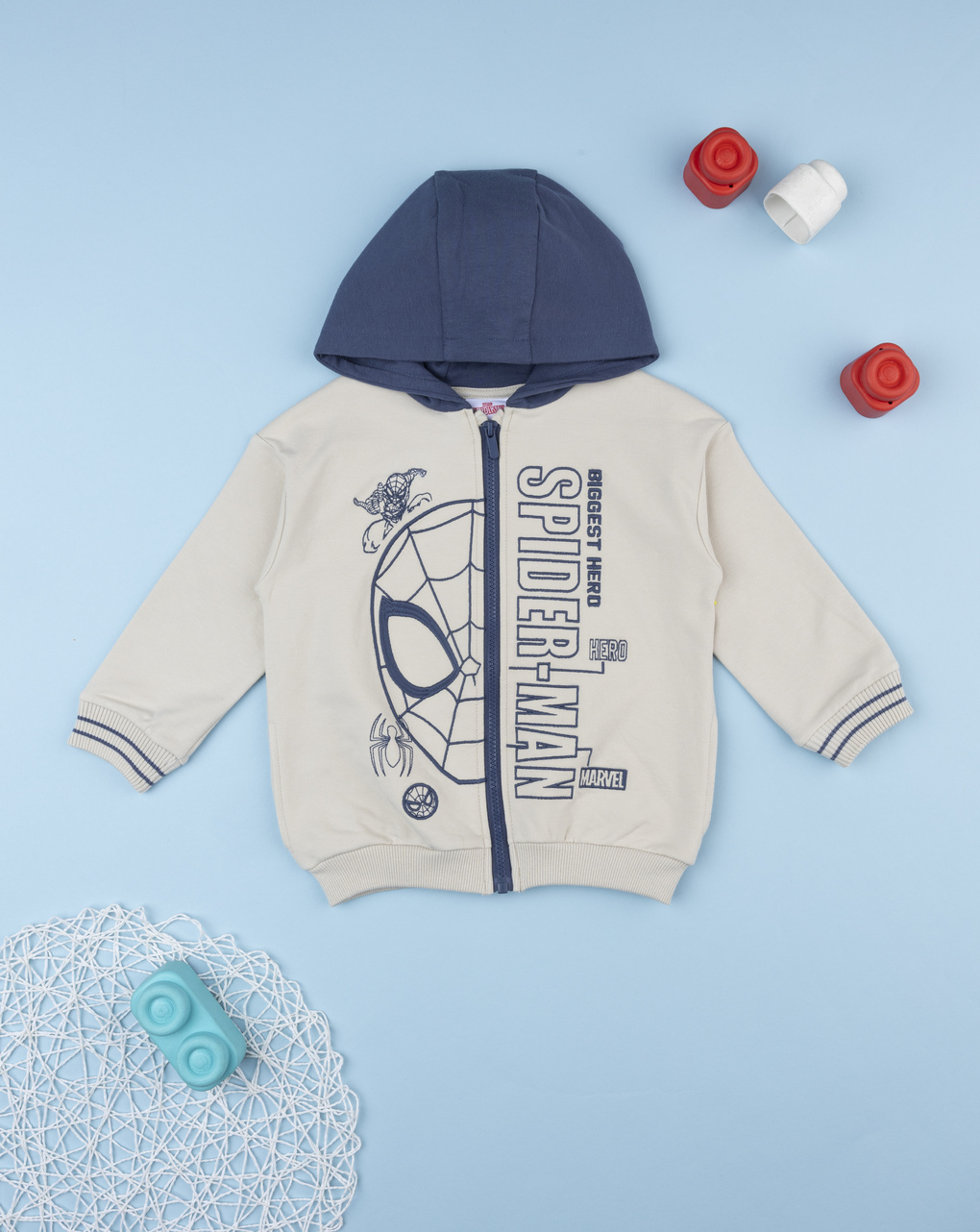 παιδική ζακέτα φούτερ μπεζ spiderman για αγόρι