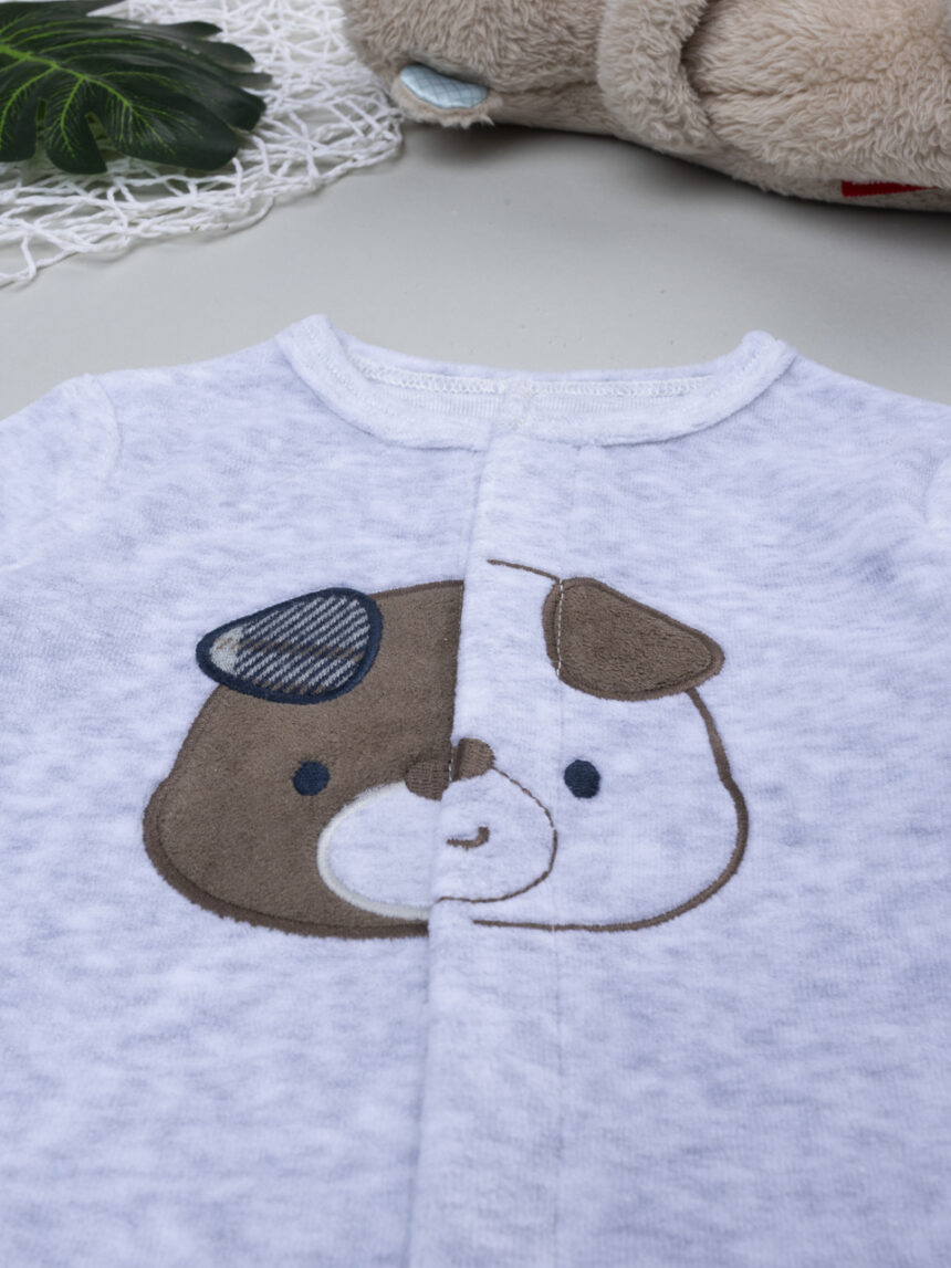 βρεφικό φορμάκι σενίλ γκρι puppy για αγόρι - Prénatal