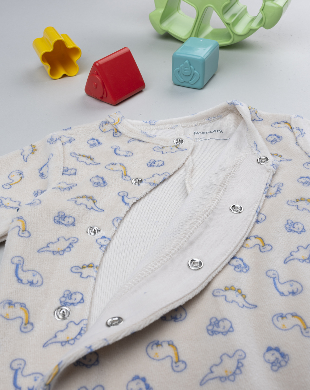 βρεφικό φορμάκι σενίλ μπεζ με δεινόσαυρους για αγόρι - Prénatal