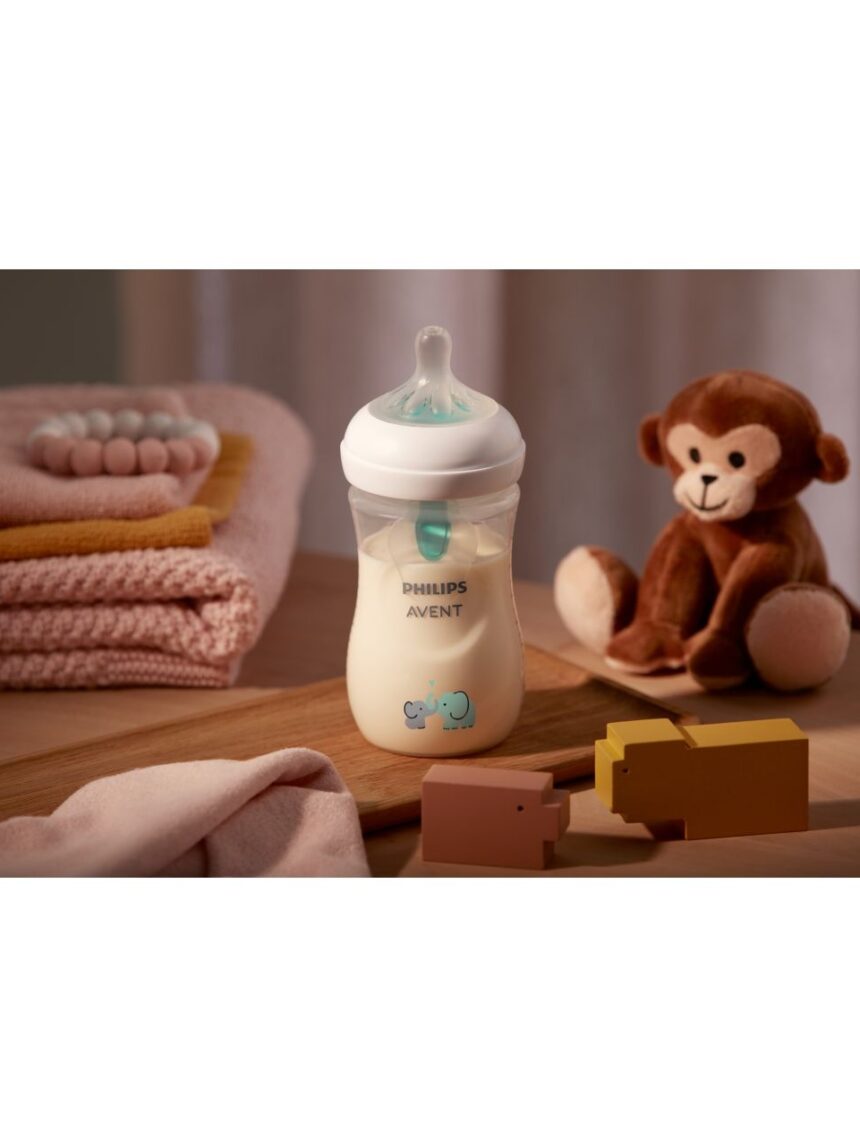 Philips avent πλαστικό μπιμπερό natural response με airfree valve 260ml 1m+ elephant scy673/81 - Philips Avent