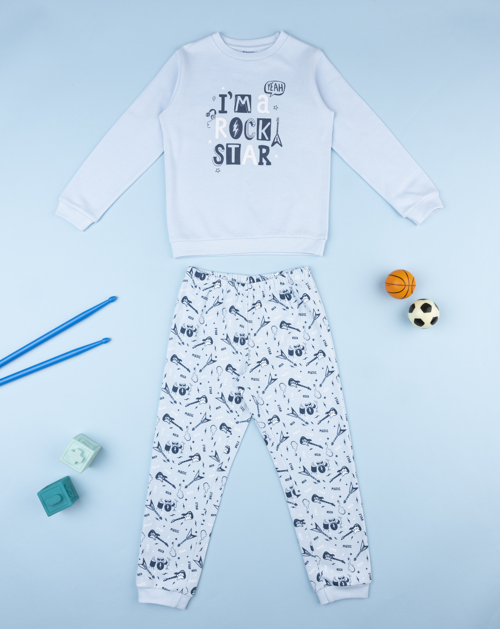 παιδική πιτζάμα γαλάζια rock star για αγόρι