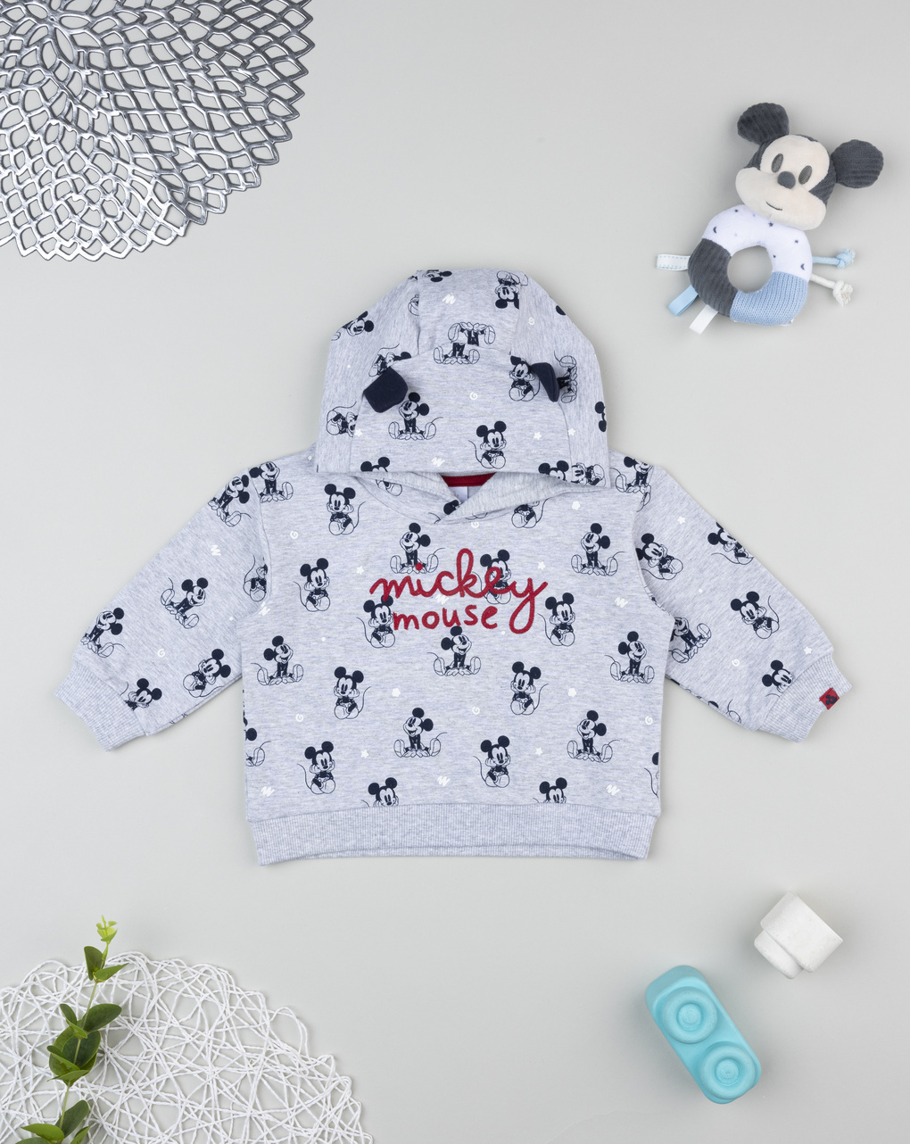 βρεφική μπλούζα φούτερ γκρι mickey για αγόρι