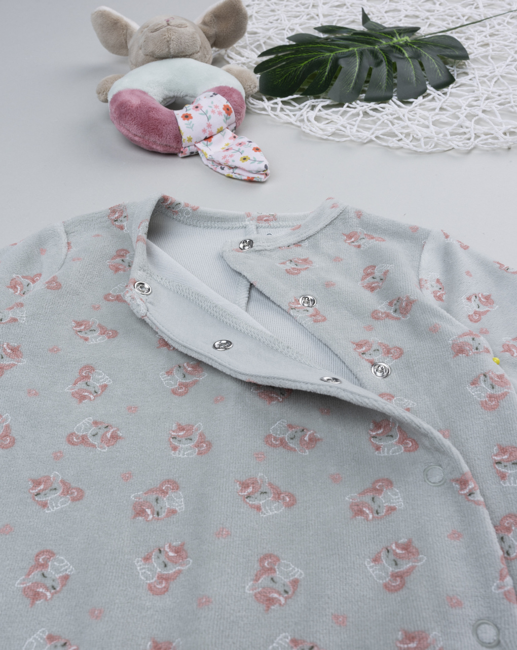 βρεφικό φορμάκι σενίλ πράσινο με μονόκερους για κορίτσι - Prénatal