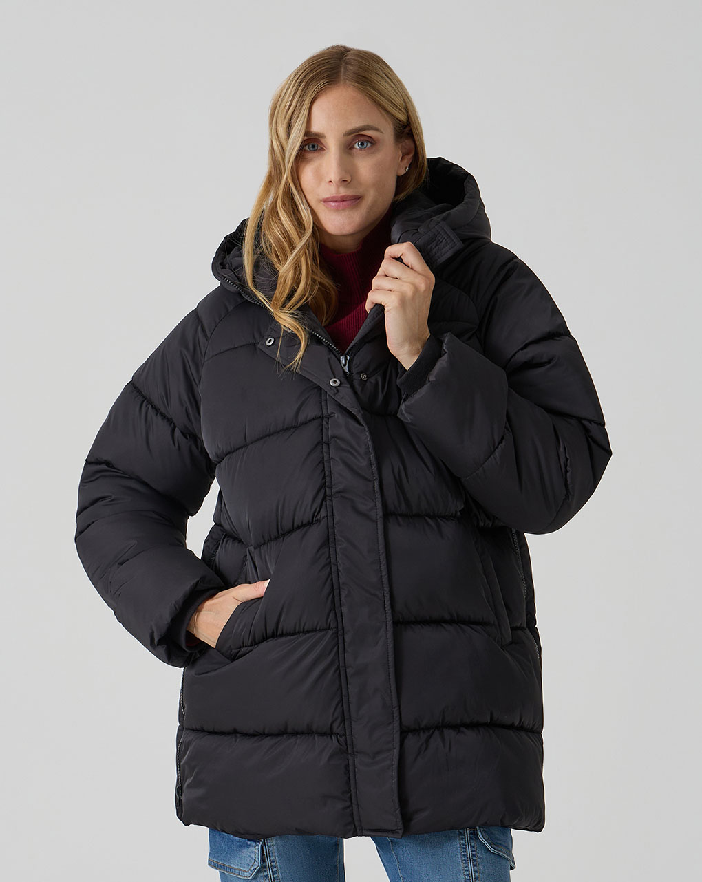 γυναικείο μπουφάν puffer εγκυμοσύνης μαύρο - Prénatal