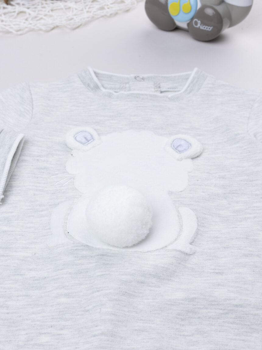 βρεφικό φορμάκι γκρι με αρκουδάκι για αγόρι - Prénatal