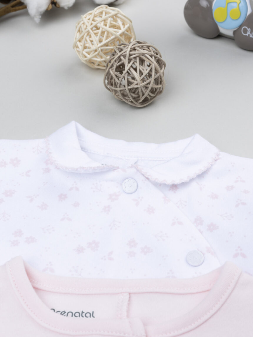 βρεφικά φορμάκια πακέτο x2 ροζ/λευκό με λαγουδάκι για κορίτσι - Prénatal