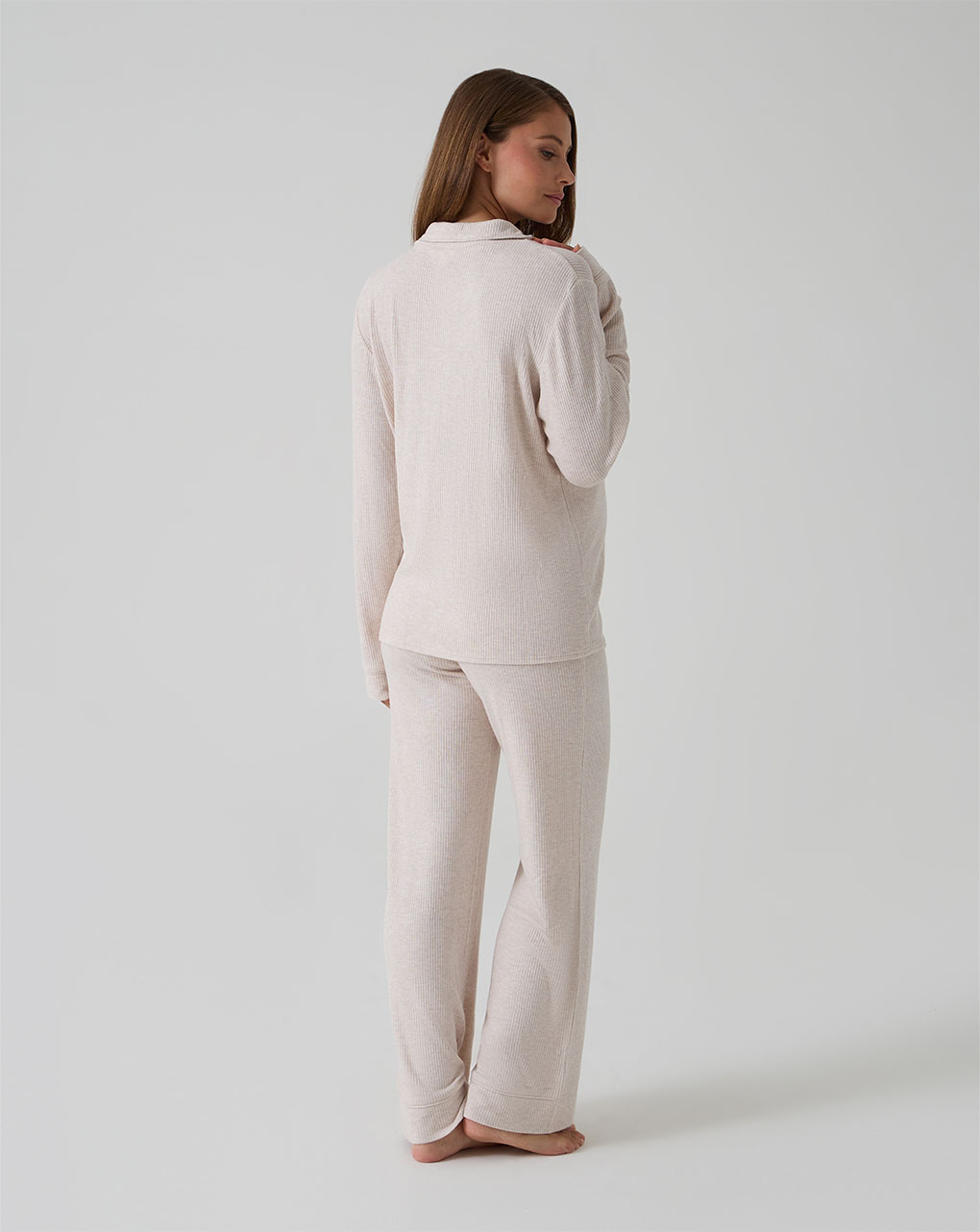 γυναικεία πιτζάμα εγκυμοσύνης/θηλασμού πλεκτή μπεζ - Prénatal