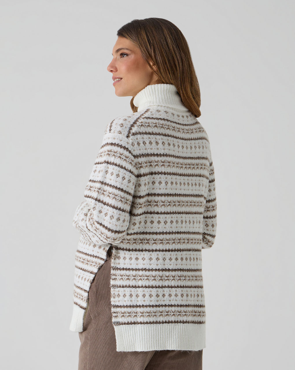 γυναικείο πουλόβερ εγκυμοσύνης λευκό με μοτίβο jacquard - Prénatal