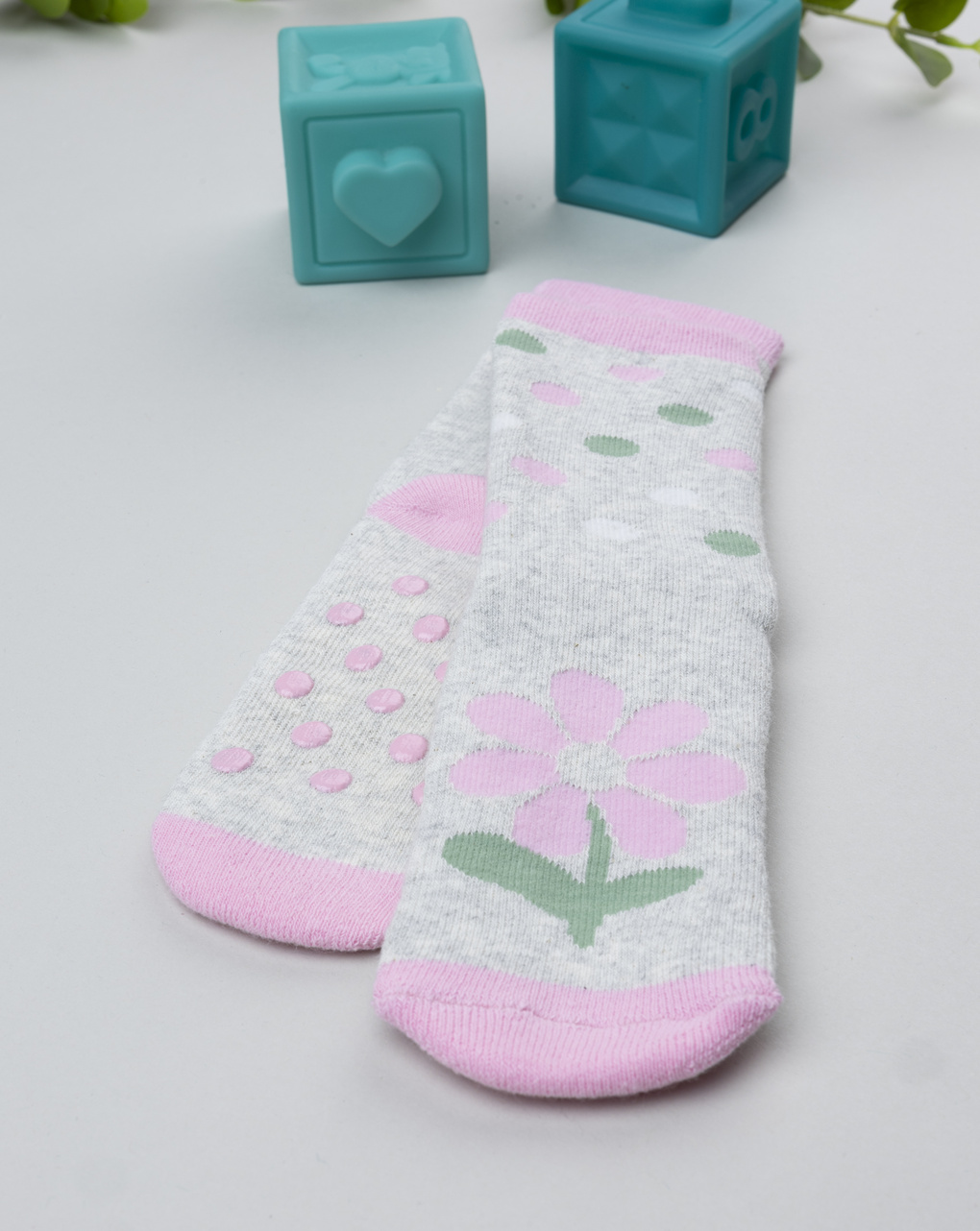 παιδικές αντιολισθητικές κάλτσες με λουλούδια για κορίτσι - Prénatal