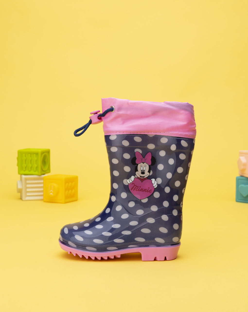 παιδικές γαλότσες μπλε πουά με τη minnie για κορίτσι