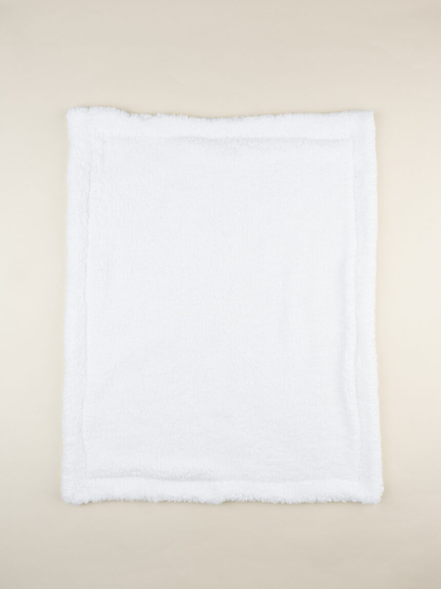 βρεφική σενίλ κουβέρτα λευκή με γουνάκι unisex - Prénatal