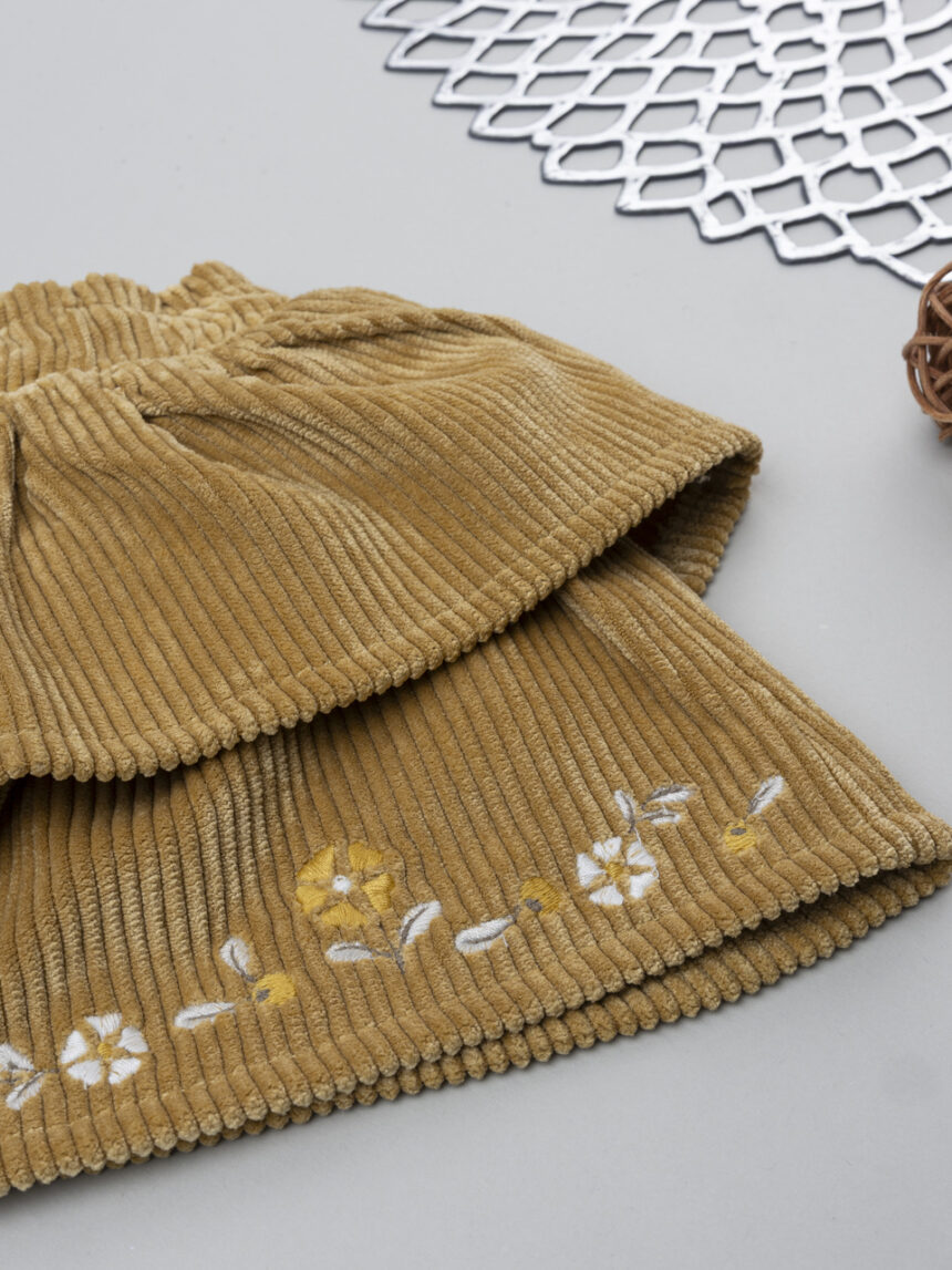 βρεφική φούστα κοτλέ καφέ με λουλούδια για κορίτσι - Prénatal