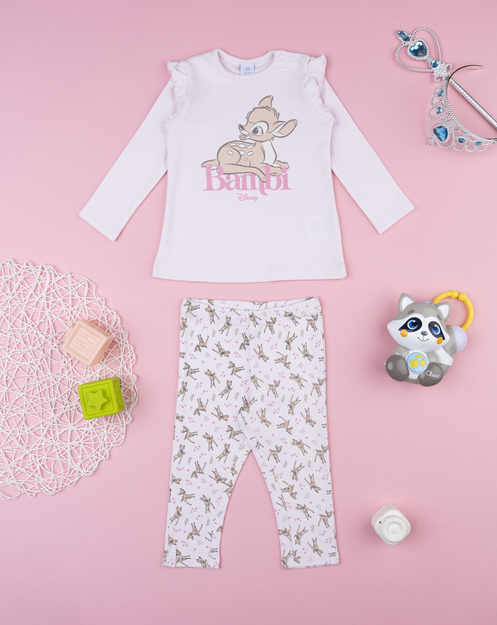 βρεφική πιτζάμα ροζ bambi για κορίτσι