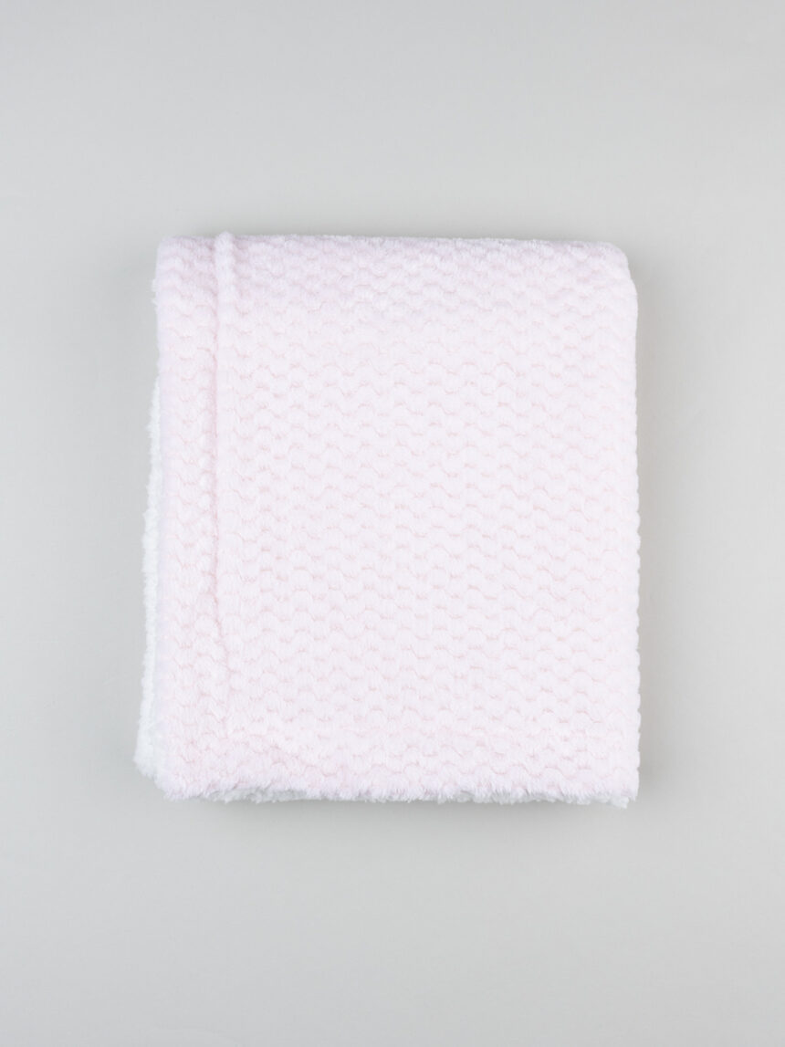 βρεφική σενίλ κουβέρτα ροζ με γουνάκι για κορίτσι - Prénatal