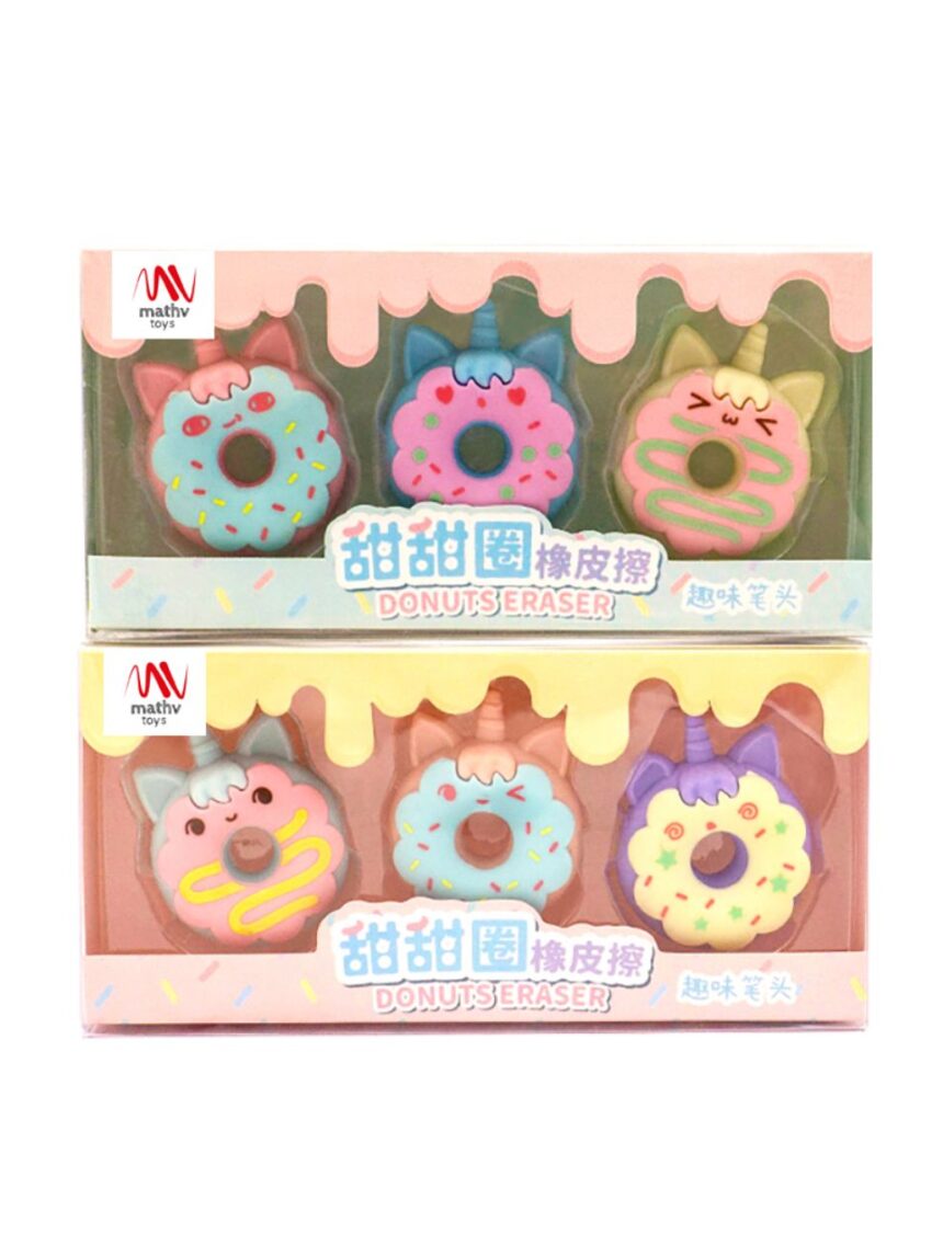 Little tree σετ γόμες 3τμχ fancy eraser set: donuts qh-8429 (2 σχέδια) - LITTLE TREE
