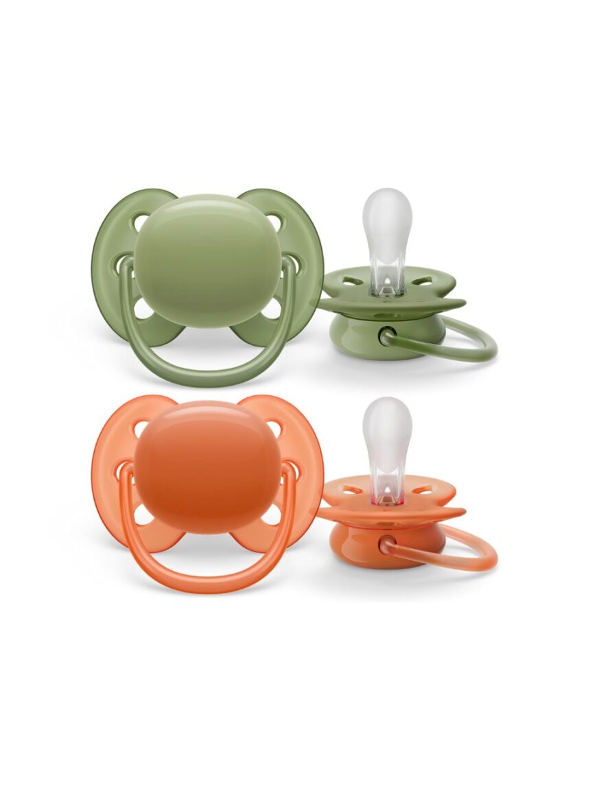 Philips avent ultra soft πιπίλες σιλικόνη 2τμχ 18m+ khaki/orange scf093/01 - Philips Avent
